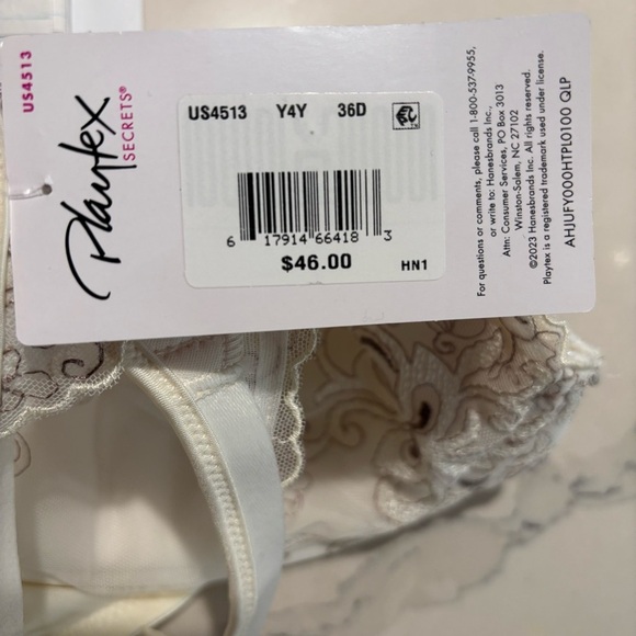 PLAYTEX Sz 36D Lace Trimmed Bra Adjustable Straps & Back Padded Underwire NEW - Picture 9 of 9
